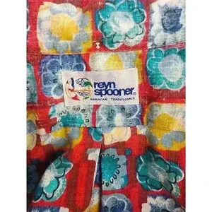 Reyn Spooner Hawaiian Shirt‎ LARGE woodies surfboard surfers floral Summer